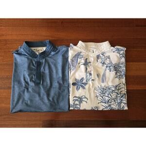 2 Mantra Shirt Mens Sz L Performance Polo Henley Short Sleeve Golf Tennis